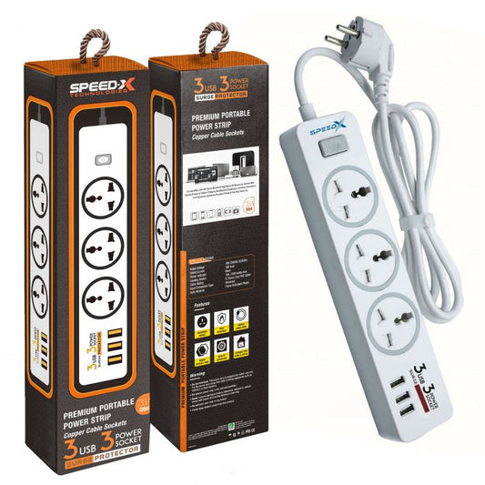 SPEED-X TECHNOLOGY 3USB 3POWER SOCKET SURGE PROTECTOR